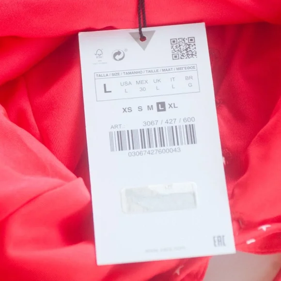 NWT Zara Red & White Star Print Satin Lace Up Bodysuit - Picture 7 of 13